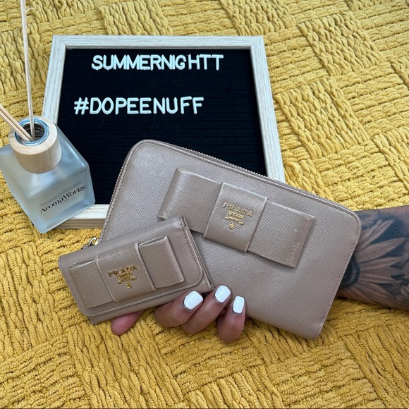 Authentic Tan Prada Wallet & Key Holder Set - Picture 3 of 8